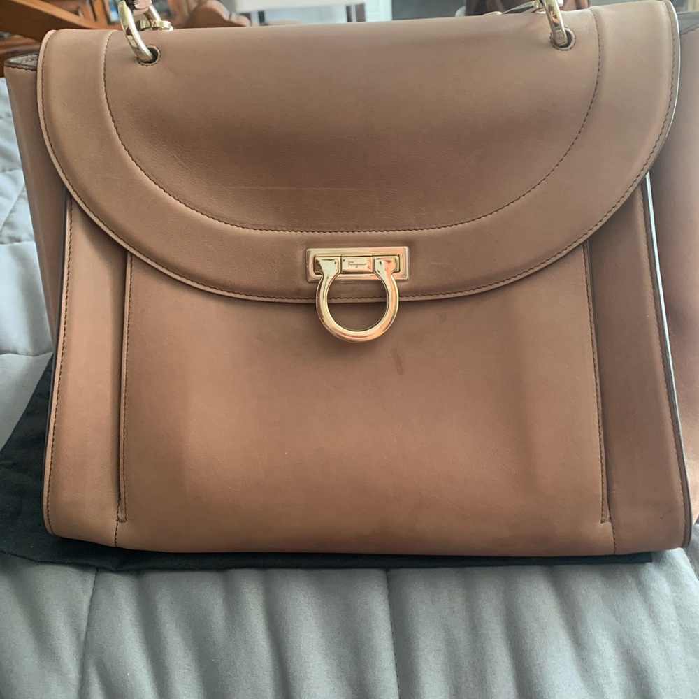Salvatore Ferragamo Tan Leather Satchel
